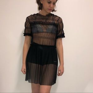 Sheer Tule Black Mini Dress